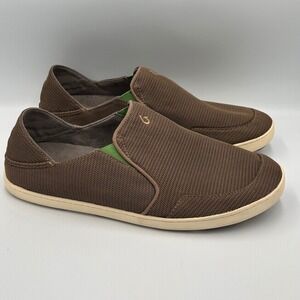 OluKai Nohea Mesh Mens Slip On Shoes Brown Dark Wood 10188-13AP Size 14